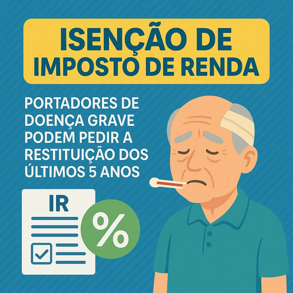 Isenção de imposto de renda e restituição dos últimos 5 anos para doença grave